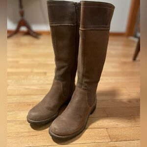 Ecco Elaine Cocoa Brown Tall Leather Boot Hydromax Size 39 EU 8.5